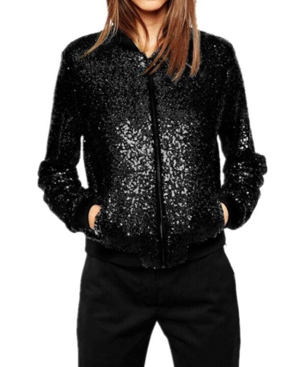 Women Wild Casual Sequin Jacket Short Coat (Color:Gold Size:XXL), S, M, L, XL, XXL