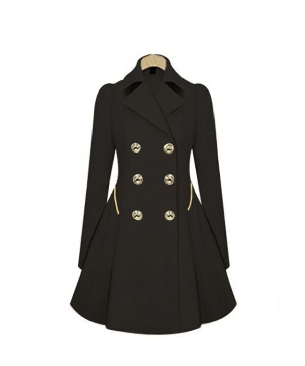 Slim Mid-length Commuter Jacket Trench Coat (Color:Black Size:S), S, M, L, XL, XXL, 3XL