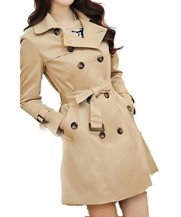 Mid-length Slim Casual Lace-up Trench Windbeaker (Color:Black Size:XL), S, M, L, XL, XXL