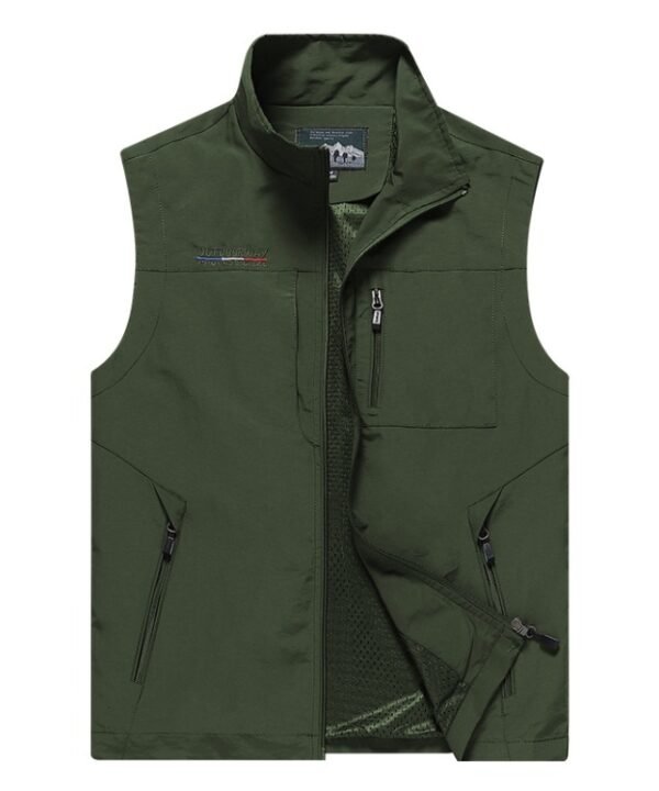 Men Sleeveless Stand Collar Loose Vest Multi-pockets Vest, M, L, XL, XXL, XXXL, XXXXL, 5XL, 6XL