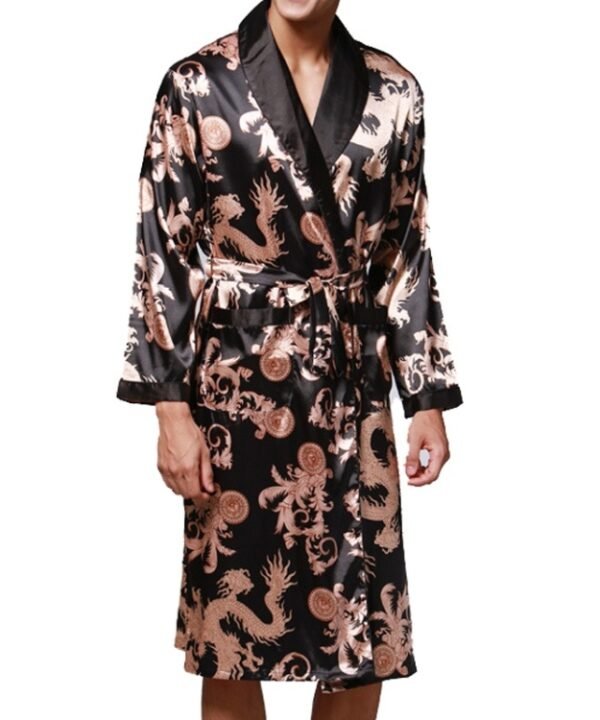 Men Long Paragraph Silk Pajamas(Color:Grey Size:XXXL), L, XL, XXL, XXXL
