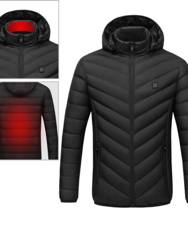 USB Heated Smart Constant Temperature Hooded Warm Coat for Men and Women (Color:Dark Blue Size:XXXXL), S, M, L, XL, XXL, 3XL, 4XL