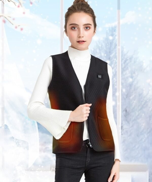 Plus Velvet Inside Men and Women Intelligent Charging Heating Vest Warm Clothes(Color:Black Size:XXXL), S, M, L, XL, XXL, XXXL