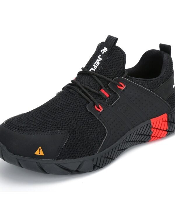 Jiefu Anti Smash And Stab Resistant Lightweight Breathable Anti Odor Flying Fabric Safety Shoes (Color:Black Size:45), 36, 37, 38, 39, 40, 41, 42, 43, 44, 45, 46, 47, 48