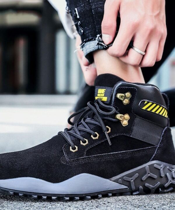 Jiefu Light And Breathable Steel Head Anti Smashing, Anti Piercing, Anti Slip And Waterproof Safety Shoes (Color:High Top Black Size:48), 36, 37, 38, 39, 40, 41, 42, 43, 44, 45, 46, 47, 48