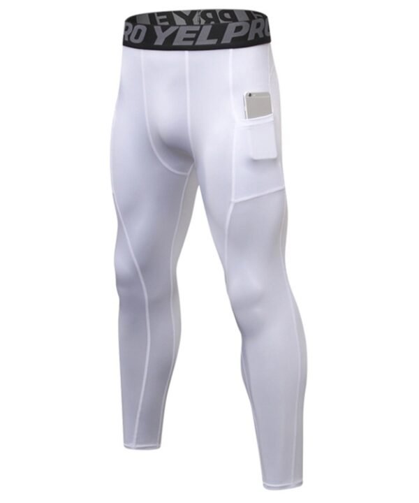 Running Training Sweat Wicking Stretch Tights With Pocket (Color:Red Size:S), S, M, L, XL, XXL