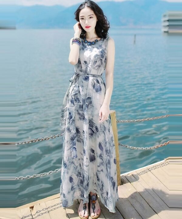 Slim-fit Sleeveless Polyester Dress