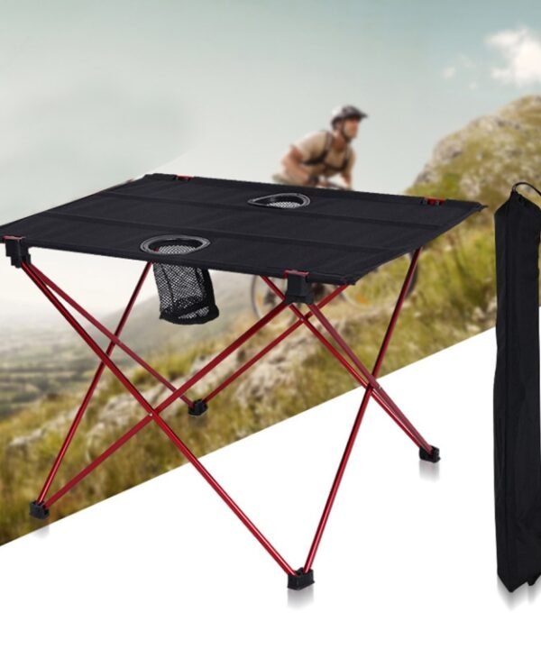 Outdoor Camping Portable Light Folding Table Oxford Cloth Aviation Aluminum Picnic Barbecue Table, Outdoor Barbecue Table(red)
