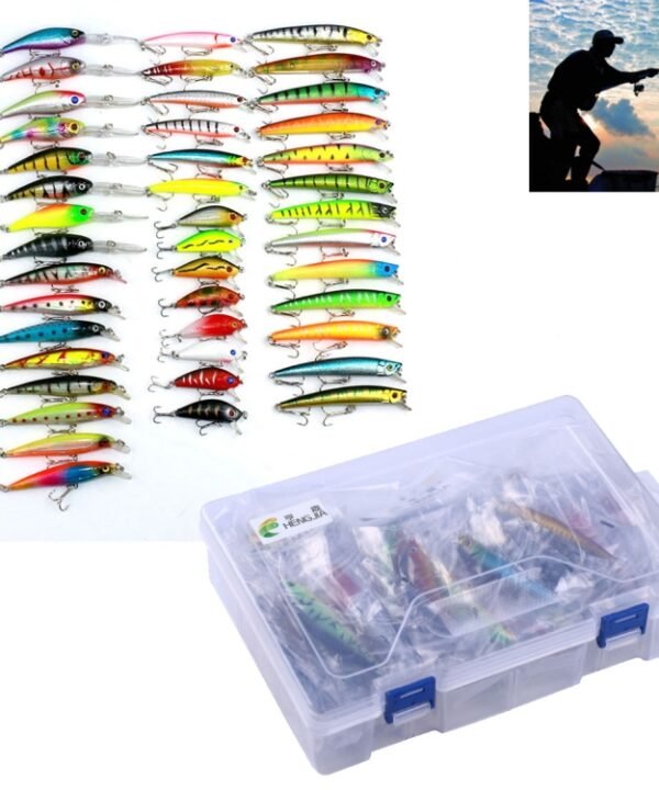 HENGJIA Set002 43 PCS Sequin Set Metal Sequins False Bait Fresh Sea Bass Fishing Bait Set, Length: 5 to 10.5cm, Boxed
