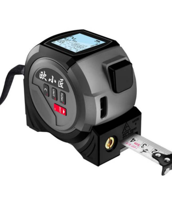 OUXIAOJIANG 3-in-1 40M Digital Laser Measure, Cross Line Laser Level & 5M Steel Tape Measure – High-Precision Electronic Distance Meter with Backlit LED Display