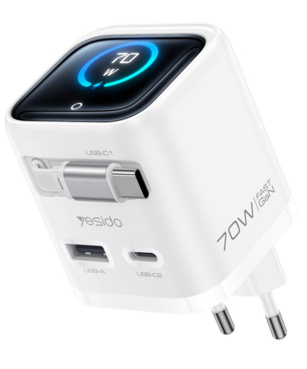 Yesido YC123 70W GaN Fast Charger with TFT Display