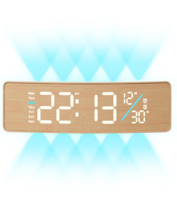Curved Digital LED Wall Clock with RGB Ambient Backlight